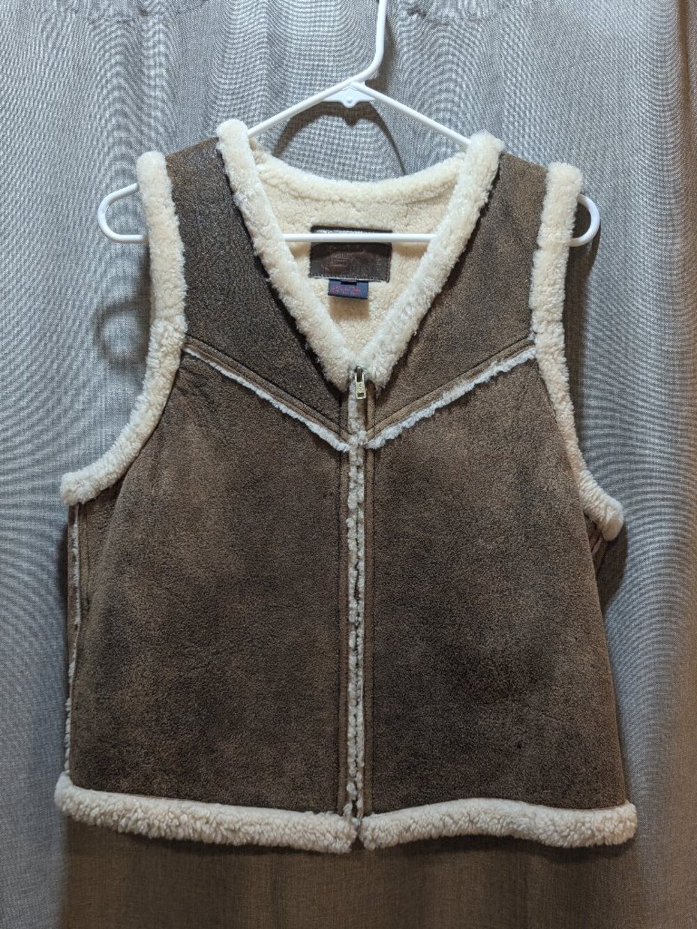 Ralph Lauren Vest Womens Large Western Ranch Core Aspen Winter Suede Shearling